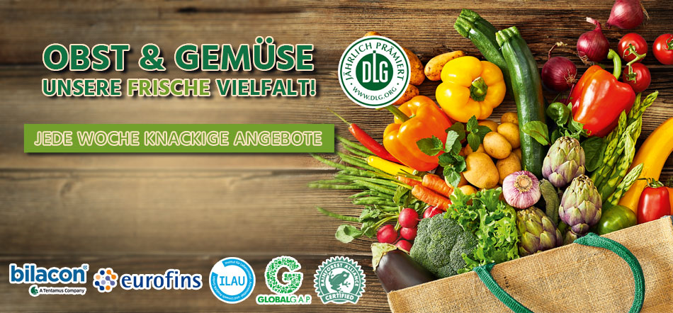 Jede Woche Obst- und Gemüseangebote. Öffnet aktuelle Artikelübersicht