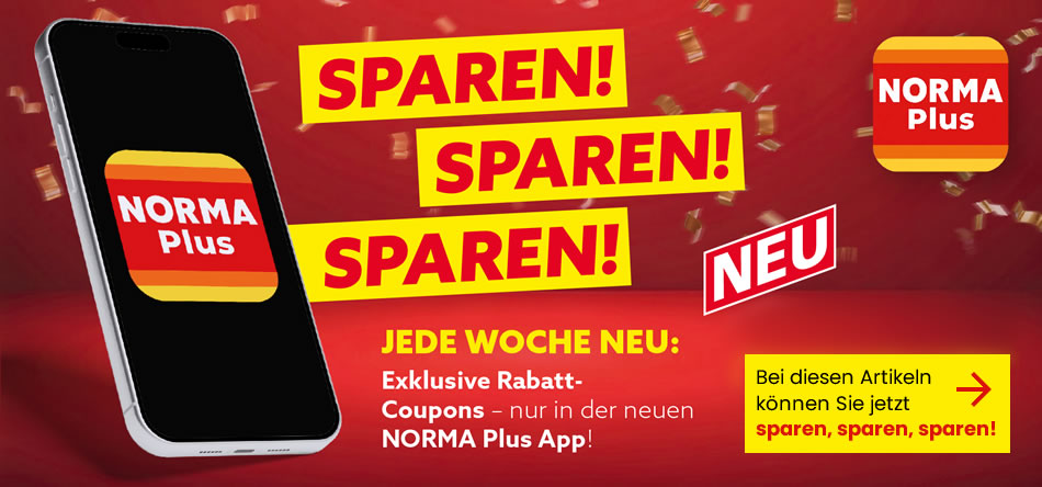 Sparen mit der NORMA Plus App! Zu den rabattierten Artikeln