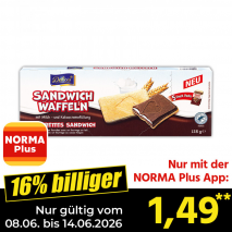 Nur gültig vom 08.06. bis 14.06.2026 und nur mit der NORMA Pluss App 16% billiger: 1,49