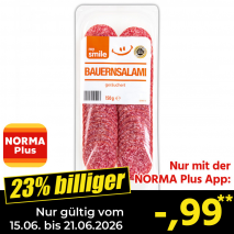 Nur gültig vom 15.06. bis 21.06.2026 und nur mit der NORMA Pluss App 23% billiger: –,99