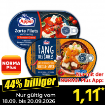 Nur gültig vom 18.09. bis 20.09.2026 und nur mit der NORMA Pluss App 44% billiger: 1,11